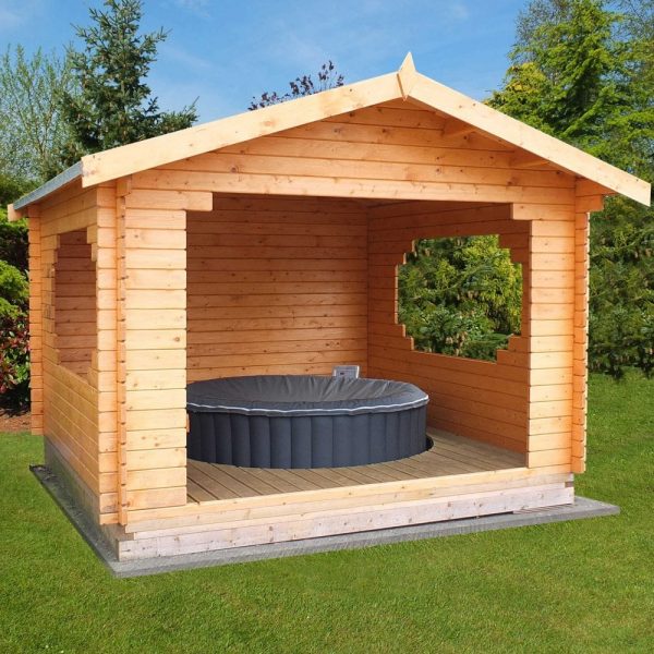 11x11 Shire Bere Hot Tub Log Cabin